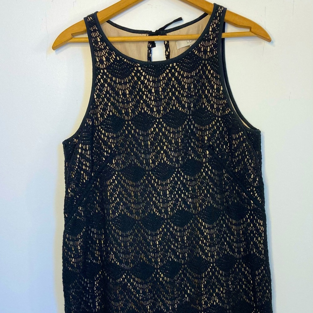 🟢 2/$20 Loft Black Scalloped Textured Dress